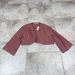 Soft Surroundings Cardigan Womens XL Plum Crepe Open Cropped Bolero